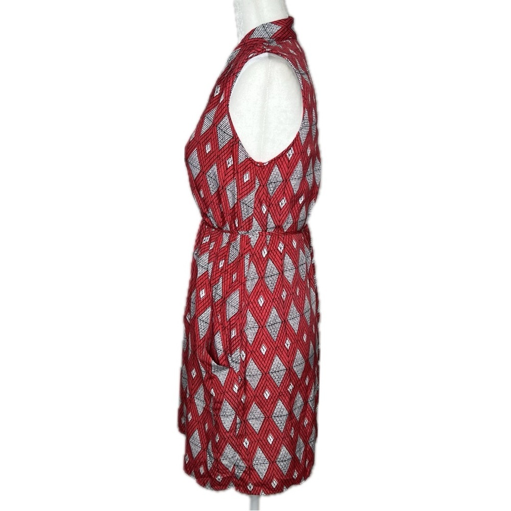 Collective Concepts Dress Sleeveless Pockets Geometric Diamond Red White XS - Picture 8 of 15